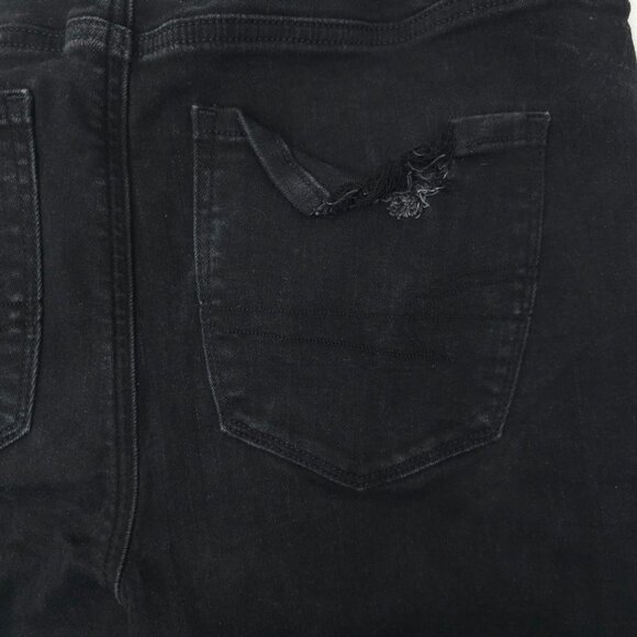 American Eagle Next Level Stretch Hi Rise Jegging Women 12 Jeans Distressed Blac - Picture 8 of 16